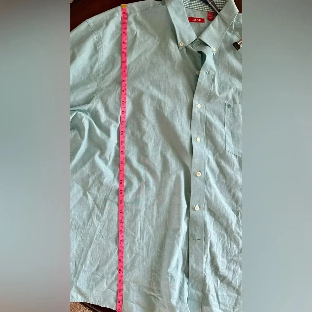 Izod Men's Green/Blue Long Sleeve Pocket Collared Button Down Shirt Size XL